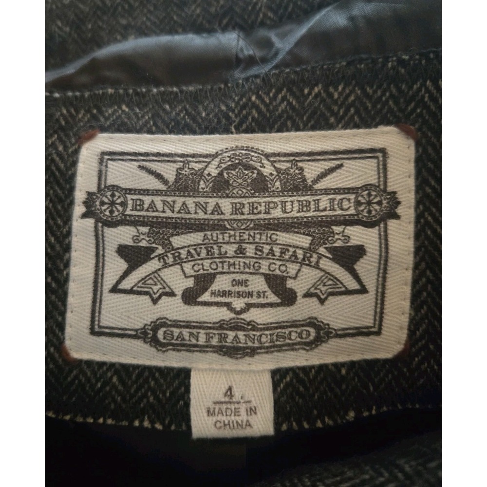 Banana Republic Safari & Travel Co Tweed Blazer 4 Herringbone Elbow Patch Wool - Picture 8 of 10